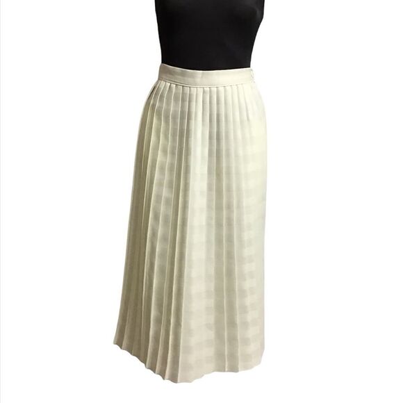 Vintage Cream Pleated Midi Skirt Good PreOwned Condition Size 10 - Picture 1 of 11